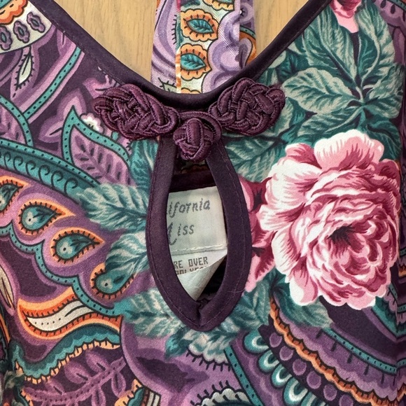 Vintage California Miss Floral Paisley Chemise Slip Dress With Matching Hanger L - Picture 2 of 13